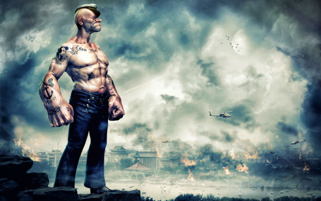 Обои картинки фото рисованное, комиксы, попай, моряк, popeye
