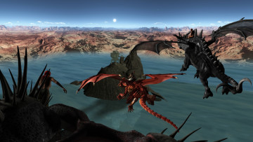 Картинка 3д+графика фантазия+ fantasy фон дракон взгляд девушка