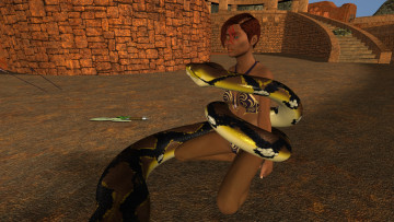 обоя 3д графика, фантазия , fantasy, фон, взгляд, девушка, змея