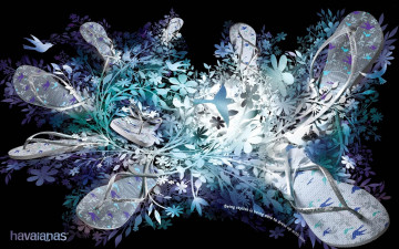 Картинка векторная+графика цветы+ flowers цветы тапки птицы