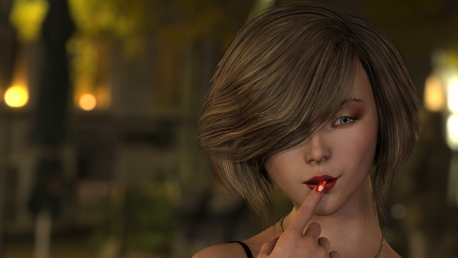 Обои картинки фото 3д графика, портрет , portraits, фон, взгляд, девушка