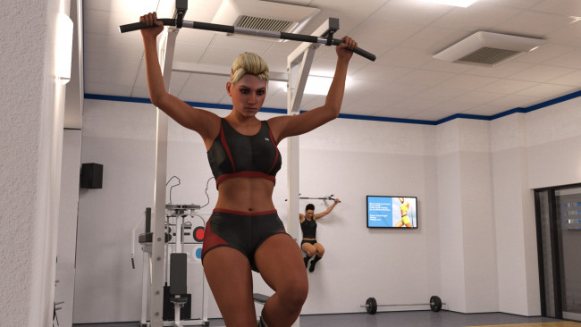 Обои картинки фото 3д графика, спорт , sport, девушка, фон, взгляд