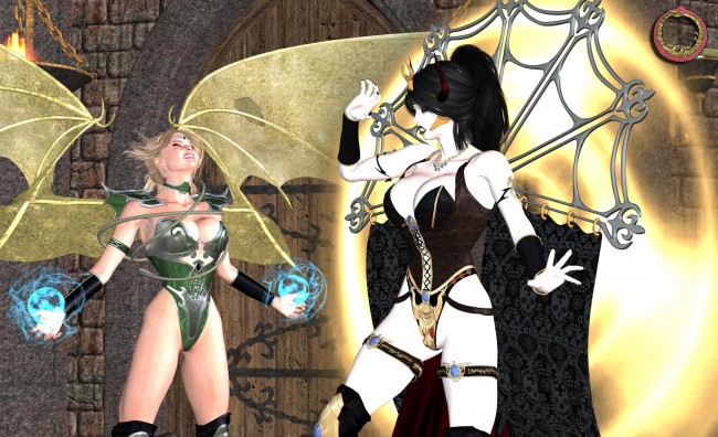 Обои картинки фото 3д графика, фантазия , fantasy, девушка, фон, взгляд