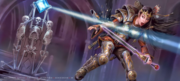 Картинка календари фэнтези девушка оружие calendar 2019 камень скелет