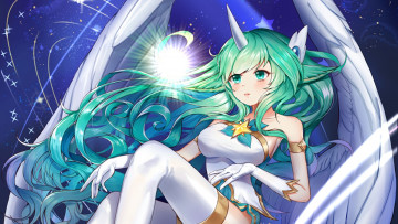 Картинка видео+игры league+of+legends крылья рог девушка звезды сорака
