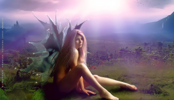 Картинка календари фэнтези крылья девушка природа сидит calendar 2019