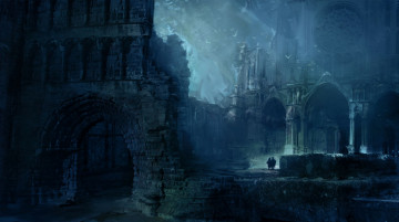 Картинка фэнтези замки замок развалины люди