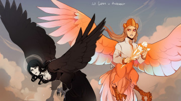 Картинка фэнтези существа сирин алконост крылья