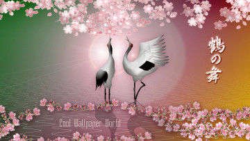 Картинка 295631 рисованное животные +птицы +журавли птицы