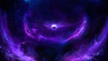 обоя космос, арт, планета, туманность, звезды