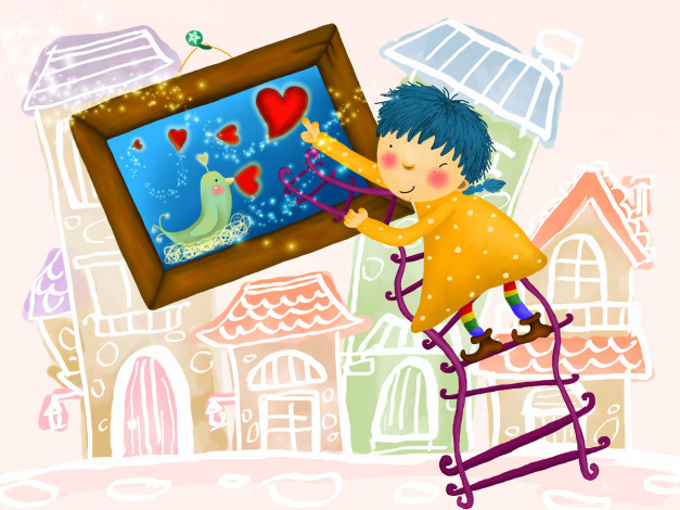 Обои картинки фото рисованные, дети