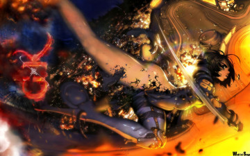 обоя gunnm, аниме, battle, angel, alita