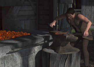 Картинка 3д графика realism реализм кузнец наковальня