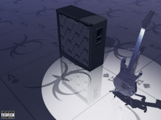 Обои картинки фото 3д, графика, другое, гитара, колонка