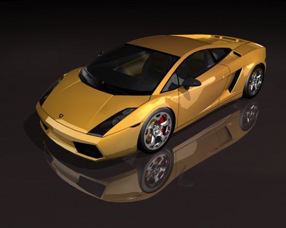 Обои картинки фото автомобили, 3д, lamborghini, желый