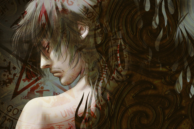 Обои картинки фото аниме, hellsing, знаки, вампир, мужчина, dracula, alucard