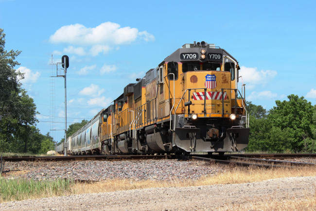 Обои картинки фото техника, поезда, состав, локомотив, рельсы, дорога, железная