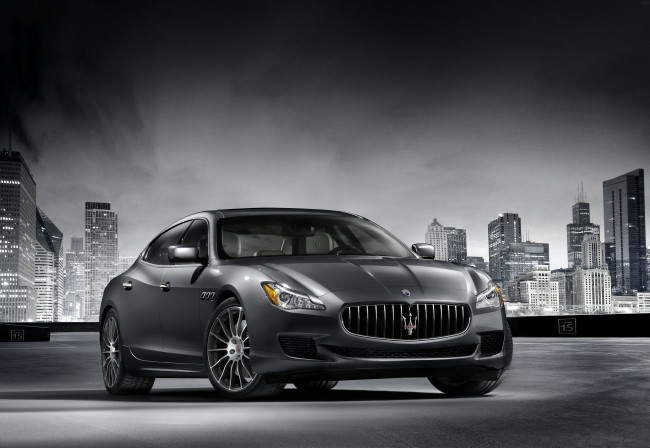 Обои картинки фото автомобили, maserati, темный, 2014г, gts, quattroporte