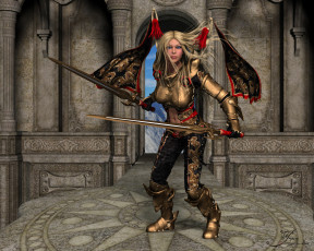 Картинка 3д+графика амазонки+ amazon оружие фон взгляд девушка