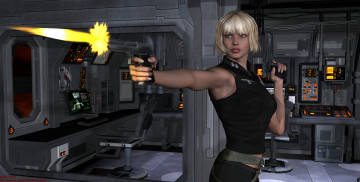 Картинка 3д+графика фантазия+ fantasy девушка взгляд фон оружие