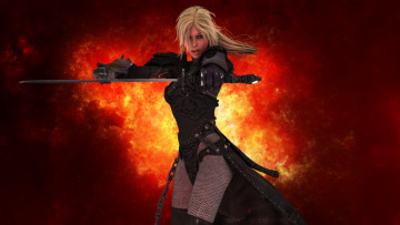 Картинка 3д+графика фантазия+ fantasy оружие фон взгляд девушка