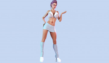 Картинка 3д+графика люди+ people девушка фон взгляд тату юбка