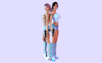 Картинка 3д+графика фантазия+ fantasy девушки фон взгляд пистолет