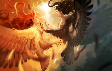 Картинка gaudibuendia рисованное животные +сказочные +мифические гарпия миф мифология день ночь птицы арт чудовище