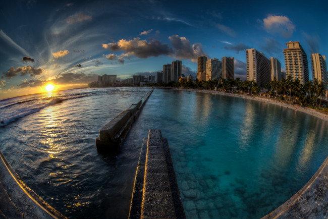 Обои картинки фото oahu, города, - пейзажи, рассвет