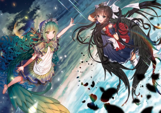 Картинка аниме животные +существа девушки