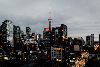 Картинка города торонто+ канада огни вечер город торонто