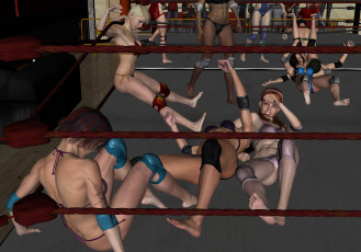 Картинка 3д+графика спорт+ sport девушки взгляд фон ринг борьба