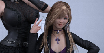 Картинка 3д+графика люди+ people фон девушка взгляд