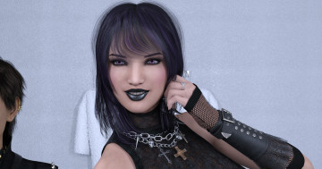 обоя 3д графика, люди , people, девушка, взгляд, фон