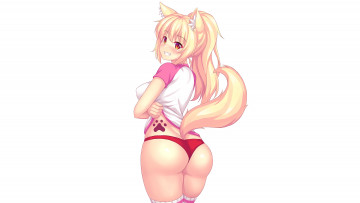 Картинка аниме животные +существа фон взгляд девушка