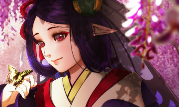 Картинка аниме животные +существа девушка