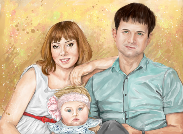 Обои картинки фото рисованное, люди, девушка, девочка, взгляд, фон, мужчина