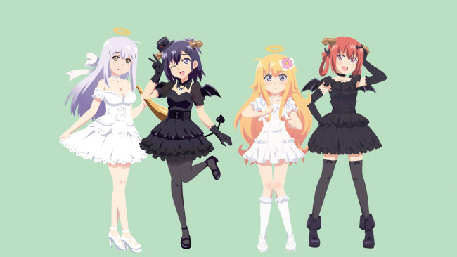 Обои картинки фото аниме, kobayashi-san chi no maid dragon, взгляд, фон, девушки