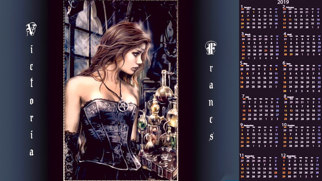 Обои картинки фото календари, фэнтези, пробирка, девушка, склянка