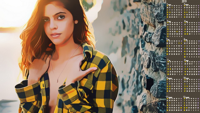 Обои картинки фото календари, компьютерный дизайн, взгляд, девушка