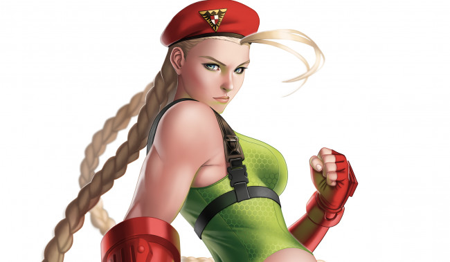 Обои картинки фото рисованное, комиксы, униформа, коса, берет, взгляд, фон, девцушка