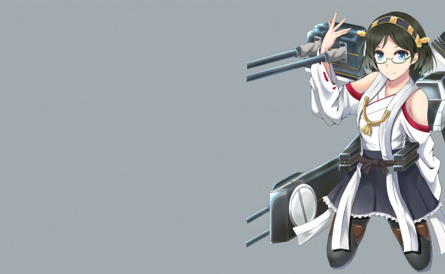 Обои картинки фото аниме, kantai collection, фон, взгляд, девушка