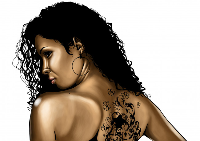 Обои картинки фото рисованное, люди, тату, фон, девушка