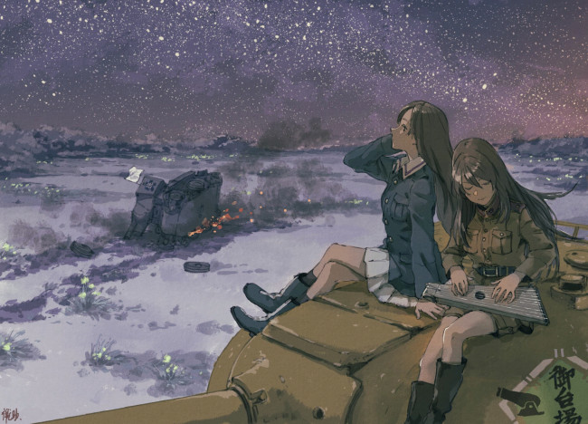 Обои картинки фото аниме, оружие,  техника,  технологии, живопись