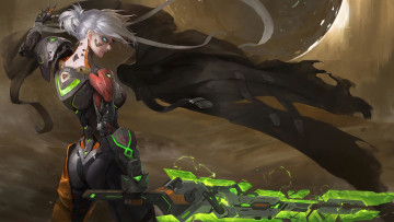 Картинка видео+игры league+of+legends оружие девушка киборг плащ