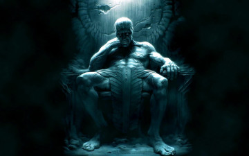 Картинка фэнтези существа мужчина трон набедренная повязка взгляд