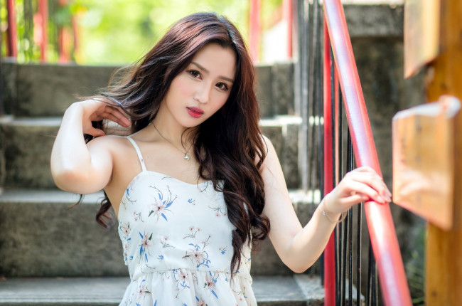 Обои картинки фото девушки, - азиатки, сарафан