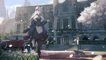 Картинка аниме животные +существа девушка