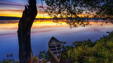 Картинка корабли лодки +шлюпки река лодка закат