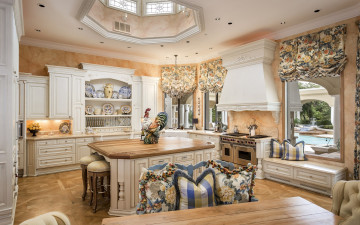 Картинка интерьер кухня плита шкафчики посуда